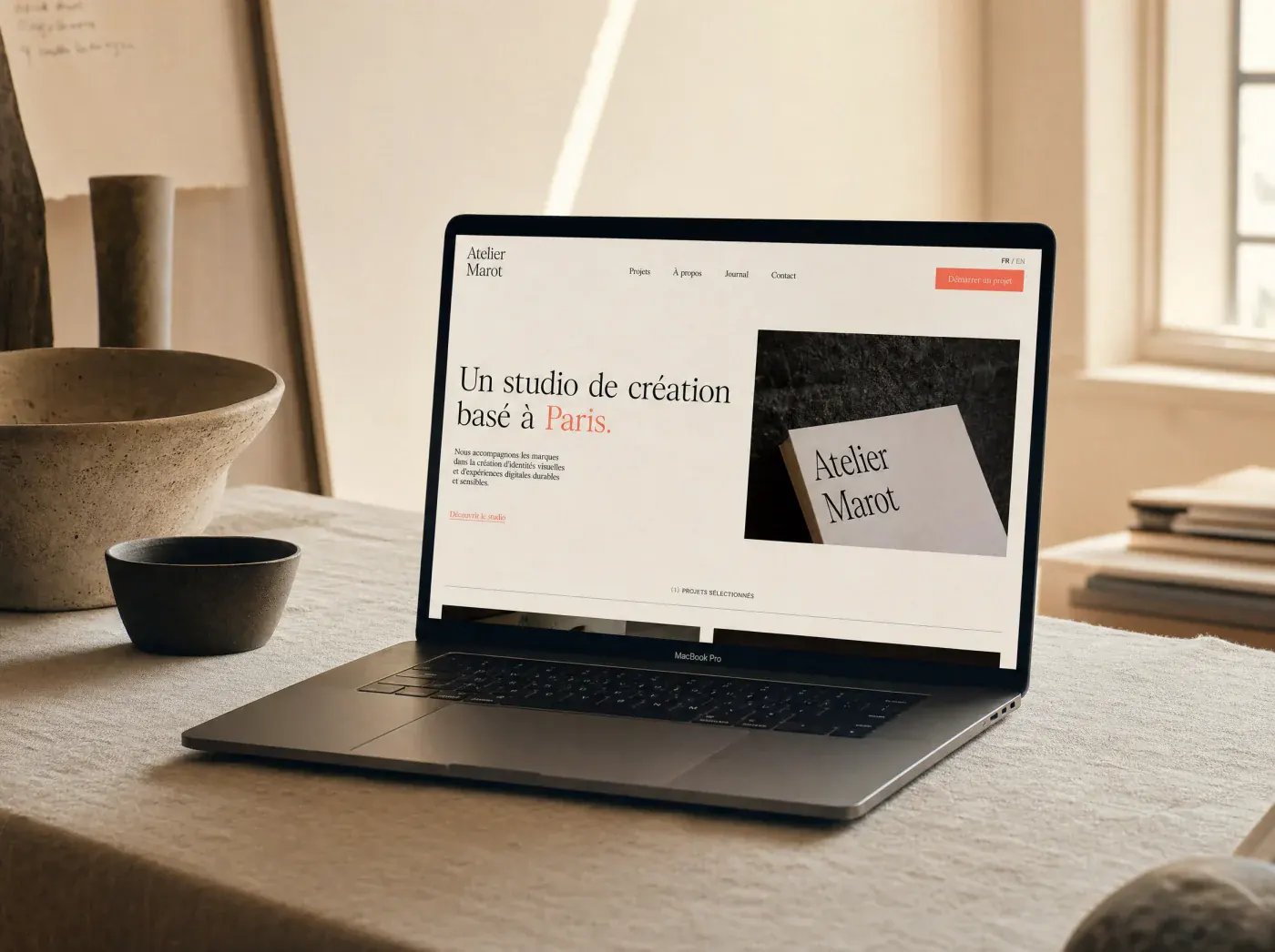 Site vitrine Atelier Mercier, design éditorial artisanat